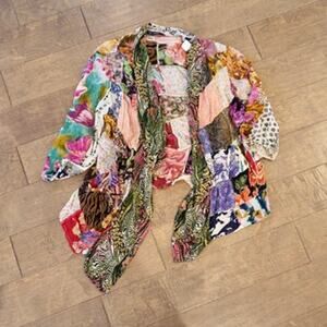 Young Threads Patchwork Kimono Boho Cardigan Mixed Print Floral Size M